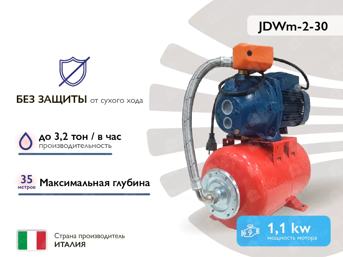 Hidrofor Pedrollo JDWm-2-30 24CL (pina la 35m, 1,1kW) fara protectie