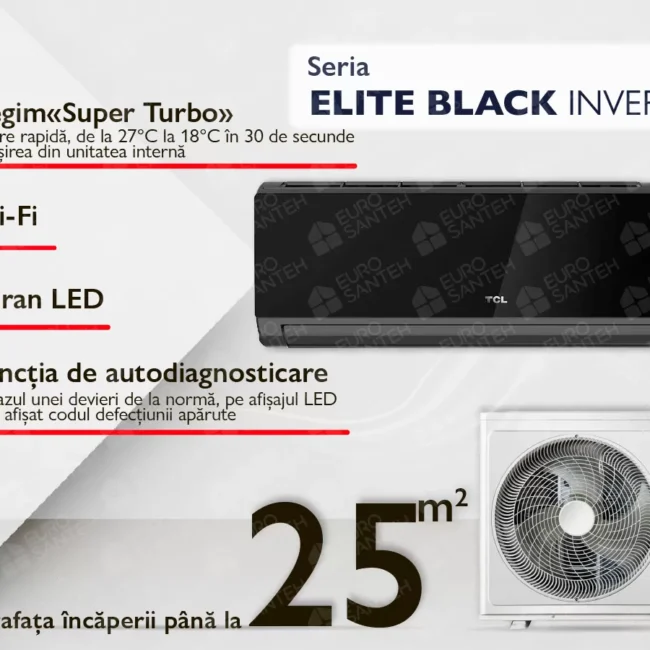 Conditioner TCL ELITE BLACK Inverter R32 TAC-09 CHSD / XA82IN 9000 BTU