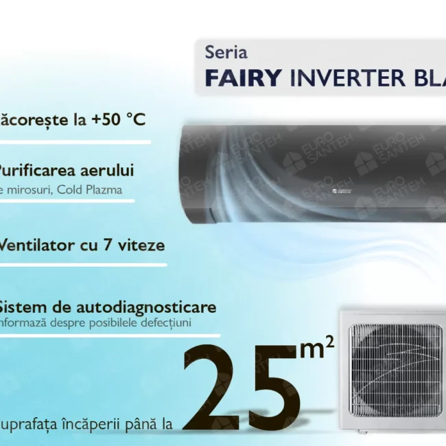 Conditioner GREE FAIRY BLACK STRIP Inverter R32 GWH09ACC-9000 BTU